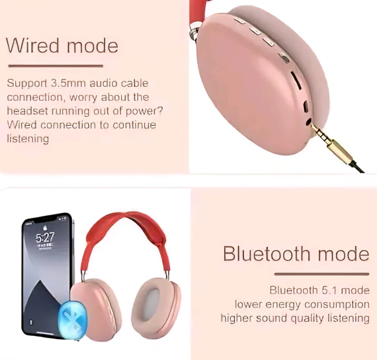 Wireless Over Ear-Bluetooth Headset