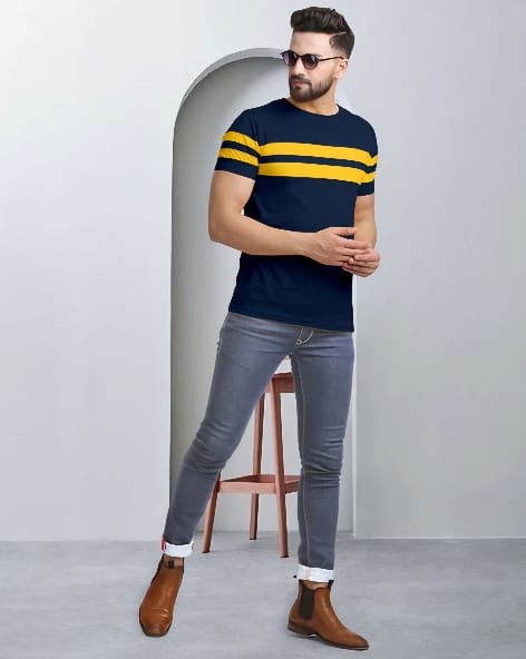 Men Cotton Blend Regular Tshirts