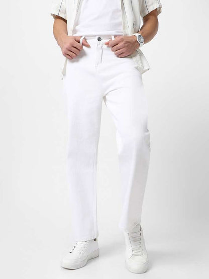 Men's Regular White Jeans