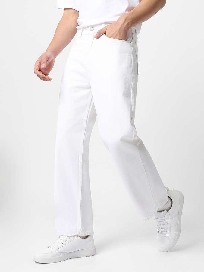 Men's Regular White Jeans