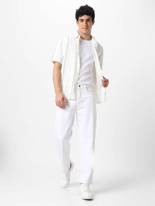 Men's Regular White Jeans