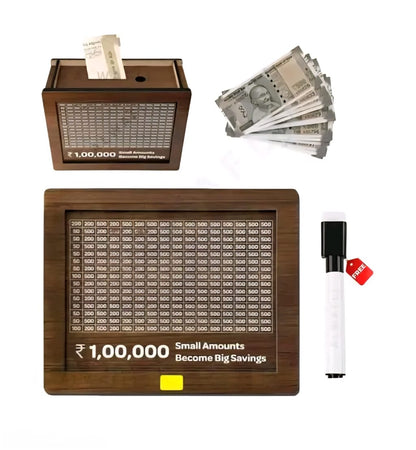 1 Lakh Wooden Money Piggy Bank