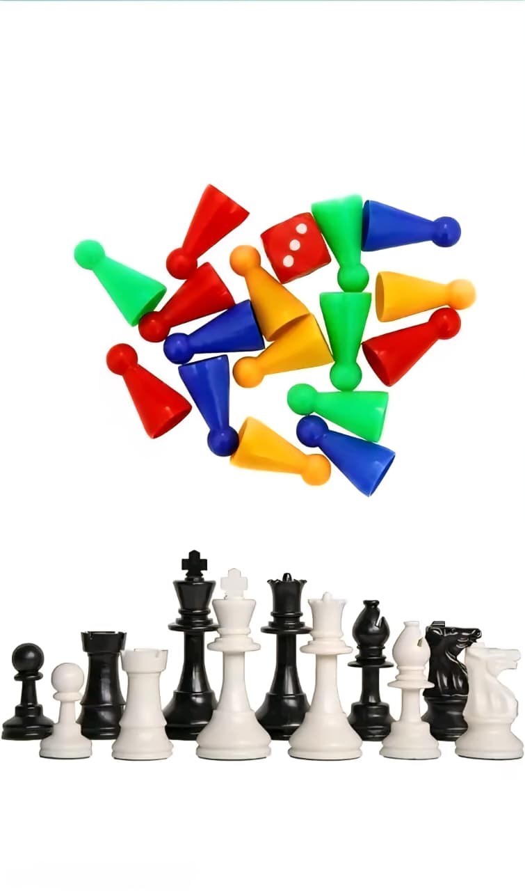 Wooden Ludo, Snakes & Ladders, and Chess Board Combo