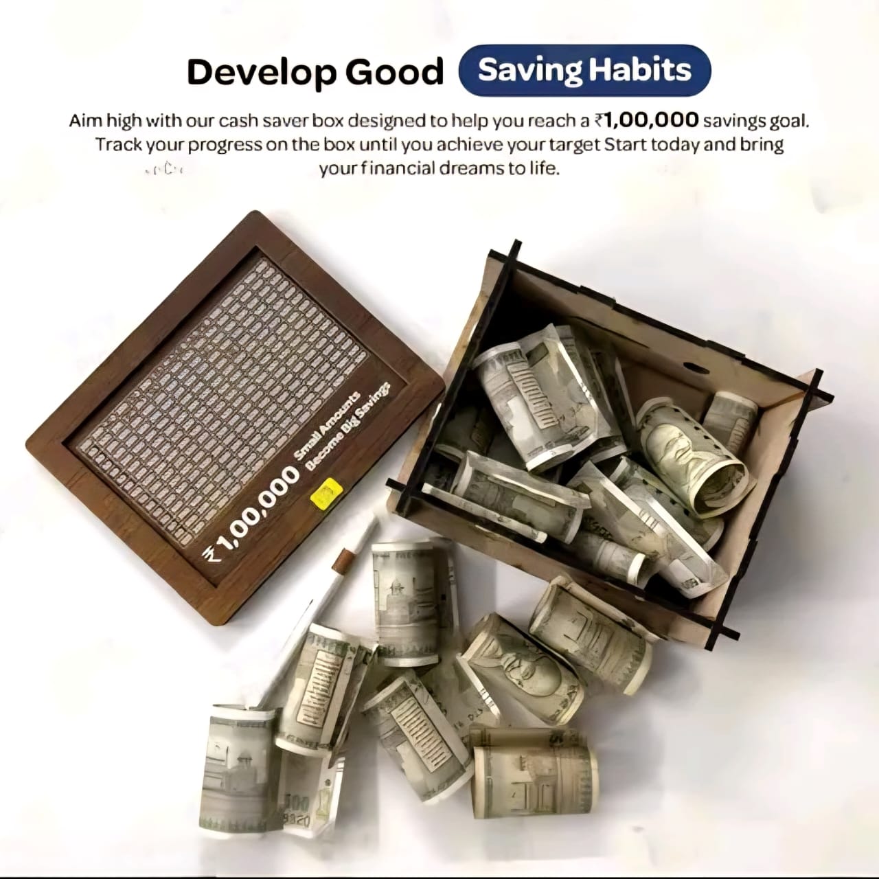 1 Lakh Wooden Money Piggy Bank